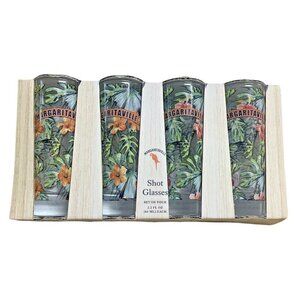 Margaritaville Jimmy Buffet 4 Tall Shot Glass Shooters Leaf Tropical Set New